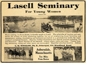 1912 Ad Lasell Seminary Preparatory Women River Horses - ORIGINAL TOM1
