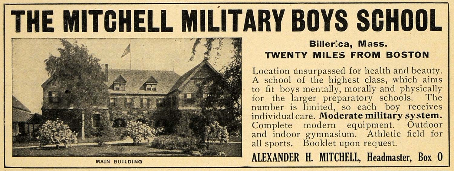 1912 Ad Mitchell Military Boy School Main Building Gym - ORIGINAL TOM1