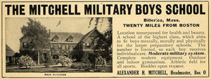 1912 Ad Mitchell Military Boy School Main Building Gym - ORIGINAL TOM1