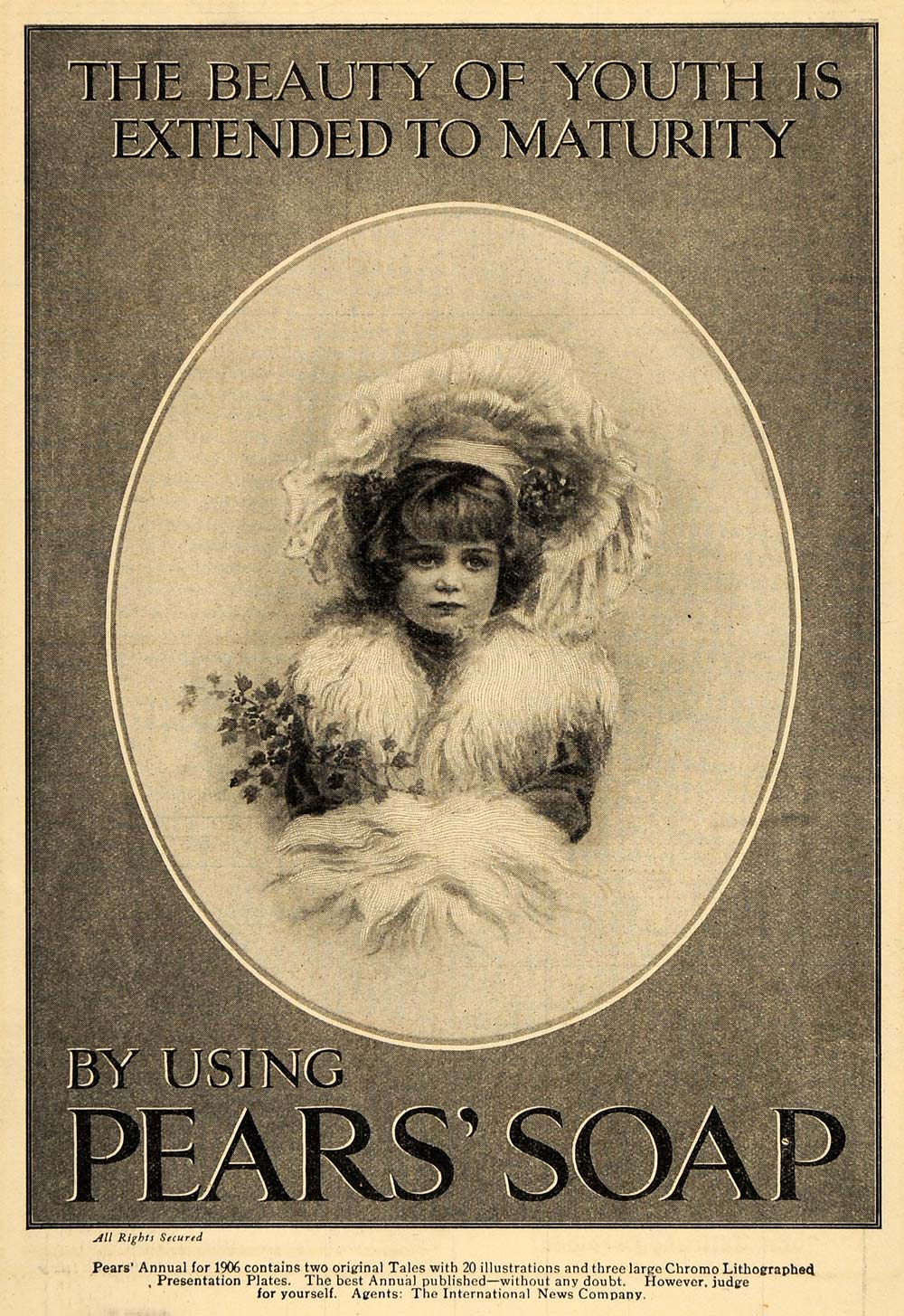 1906 Ad A & F Ltd Co Pears Bath Soap Vintage Girl Dress - ORIGINAL TOM2