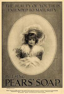 1906 Ad A & F Ltd Co Pears Bath Soap Vintage Girl Dress - ORIGINAL TOM2