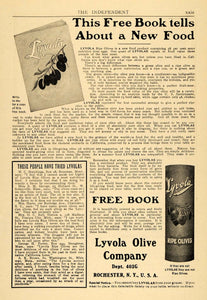 1906 Ad Lyvola Olive Co. Ripe Olives Food Products - ORIGINAL ADVERTISING TOM2