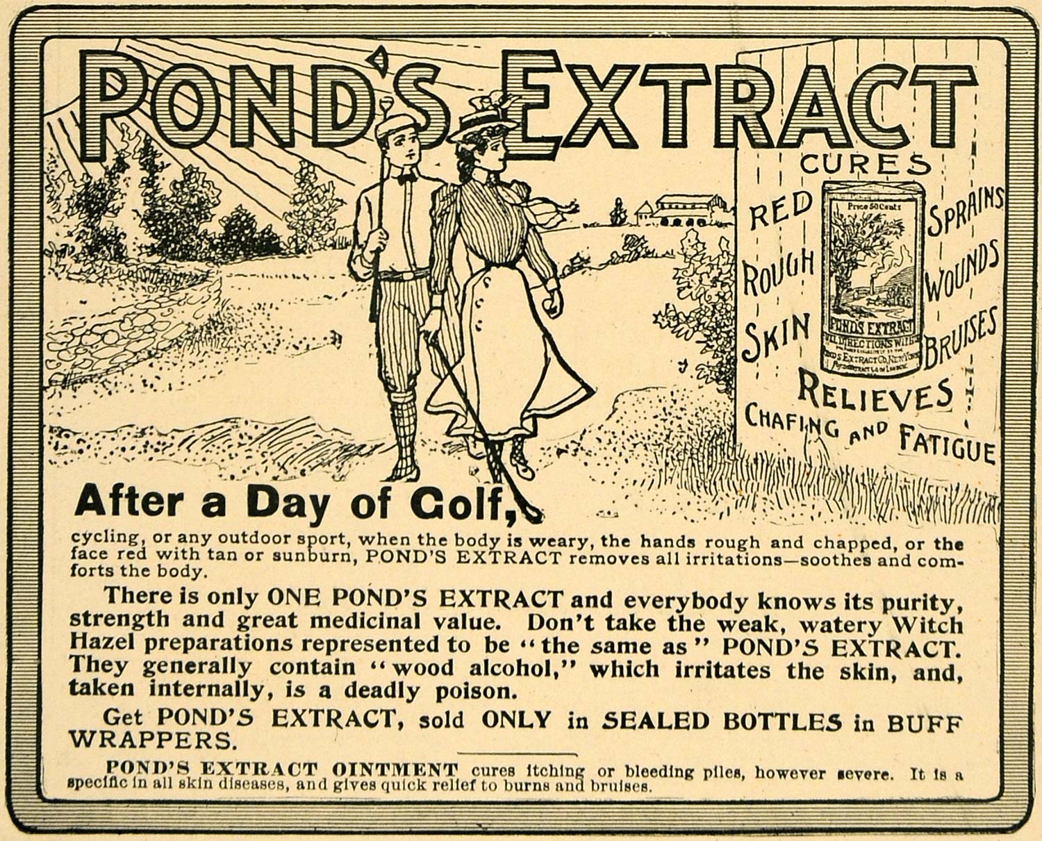 1902 Ad Pond's Extract Day of Golf Skin Fatigue Relief - ORIGINAL TOM2