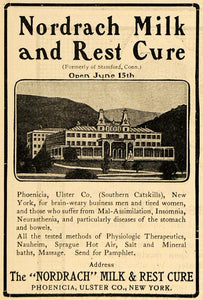 1902 Ad Nordrach Milk Rest Cure Sanitarium Ulster New York Medical Insomnia TOM2