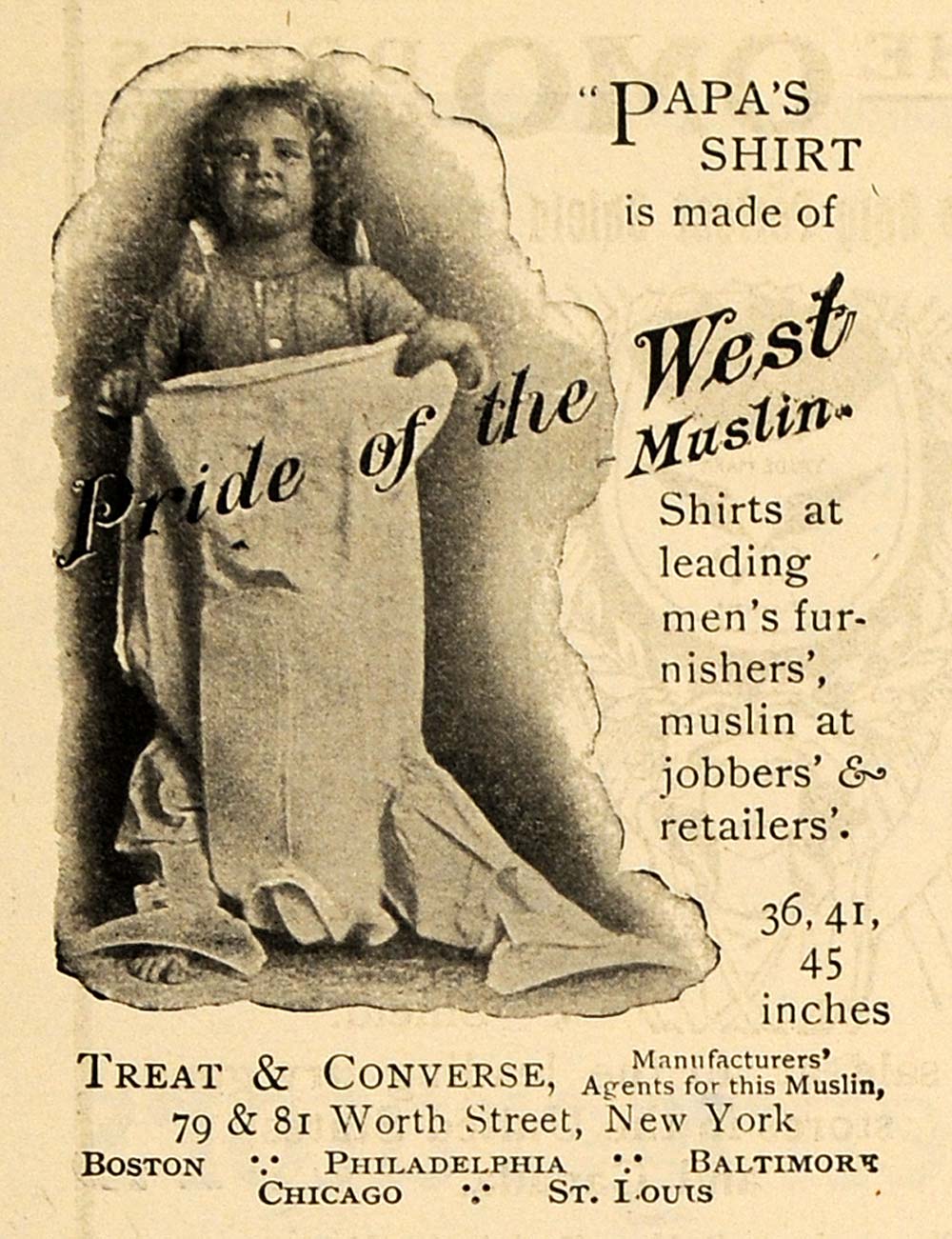 1902 Ad Treat Converse Muslin Men's Shirt Papa & Child - ORIGINAL TOM2