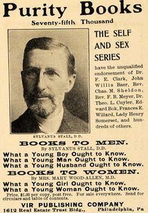 1900 Ad Purity Books Self Sex Series Sylvanus Stall PA - ORIGINAL TOM2