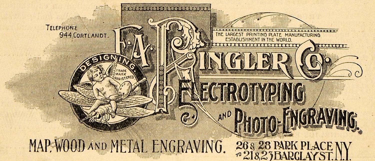 1900 Ad F. A. Ringler Electrotyping Photo Engravings NY - ORIGINAL TOM2