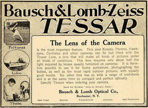 1906 Ad Bausch Lomb Zeiss Tessar Camera Lens Rochester - ORIGINAL TOM2
