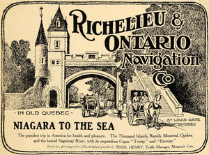 1907 Ad Richelieu Thomas Henry Ontario Navigation Niagara Quebec Canada TOM2
