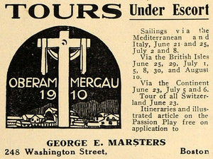 1910 Ad George E. Marsters Escorted Tours Travel Europe - ORIGINAL TOM2