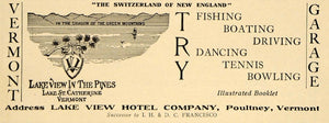 1910 Ad Vermont Lake View Hotel Poultney Green Mountain - ORIGINAL TOM2