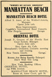 1910 Ad Manhattan Beach Hotel Oriental Fifth Avenue NY - ORIGINAL TOM2
