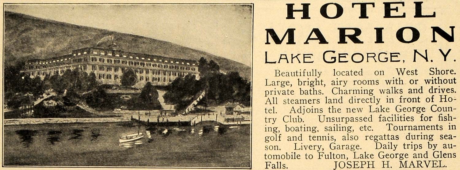 1910 Ad Hotel Marion Lake George New York West Shore - ORIGINAL ADVERTISING TOM2