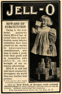 1904 Ad Le Roy Genesee Pure Food Dress Jell-O Dessert Gelatin Child Girl TOM2