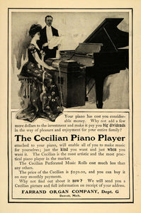 1904 Ad Farrand Organ Co Cecilian Piano Player Music - ORIGINAL ADVERTISING TOM2