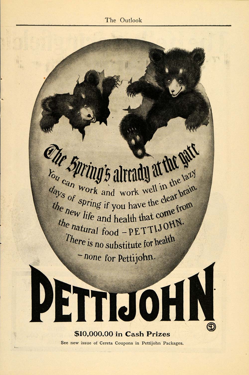 1904 Ad Pettijohn Packages Natural Food Cereal Bear - ORIGINAL ADVERTISING TOM2