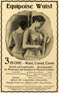 1898 Ad Equipoise Waist Corset Cover George Frost Co - ORIGINAL ADVERTISING TOM3