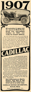 1906 Ad Model H Four Cylinder Cadillac 1907 Automobile - ORIGINAL TOM3