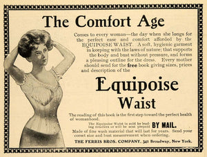 1903 Ad Equipoise Waist Corset Garment Ferris Brothers - ORIGINAL TOM3