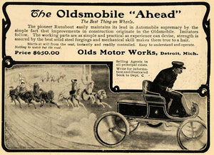 1903 Ad Horse Race Oldsmobile Runabout Automobile Cars - ORIGINAL TOM3