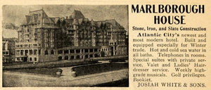 1903 Ad Marlborough House Hotel Josiah White & Sons NJ - ORIGINAL TOM3
