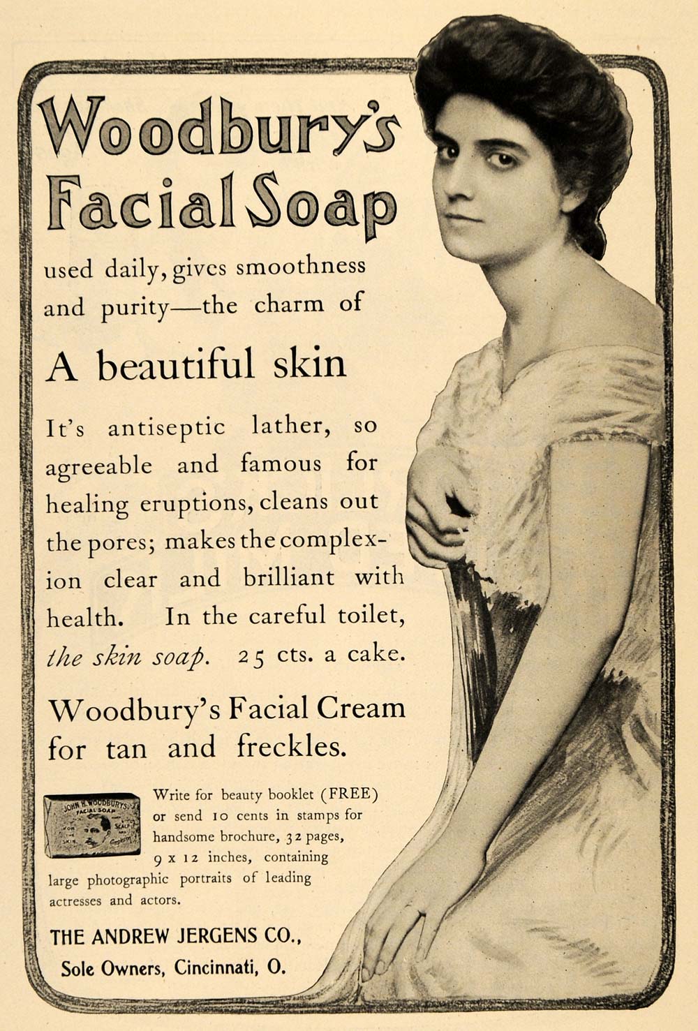 1904 Ad Andrew Jergens Company Woodbury's Facial Soap - ORIGINAL TOM3