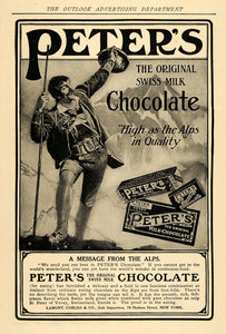 1906 Ad Peters Original Swiss Alps Milk Chocolate Candy - ORIGINAL TOM3