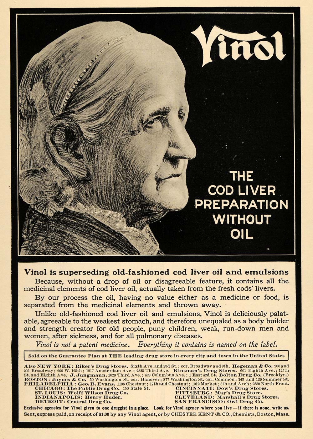 1906 Ad Vinol Cod Liver Oil Emulsion Medicinal Women - ORIGINAL ADVERTISING TOM3