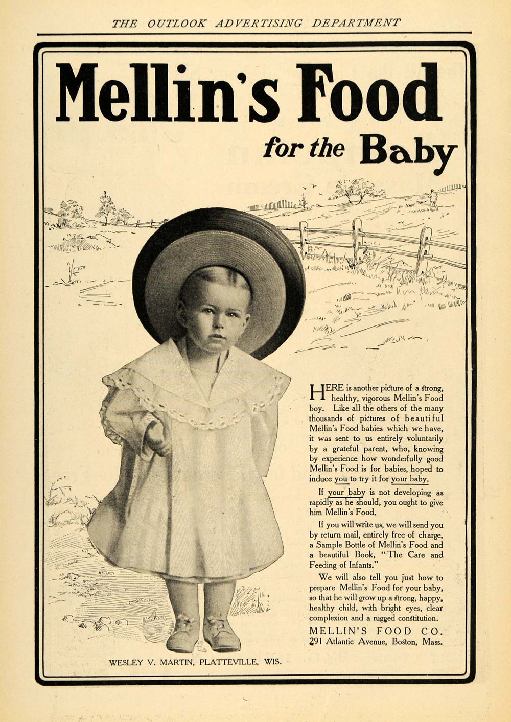 1906 Ad Mellins Baby Food Wesley Martin Platteville Wi. - ORIGINAL TOM3