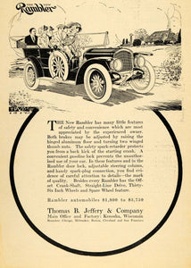 1910 Ad Rambler Motor Car Brakes Spare Wheel Door Lock - ORIGINAL TOM3