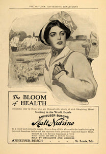 1910 Ad Malt Nutrine Healthy Food Saazer Hops Tonic Art - ORIGINAL TOM3