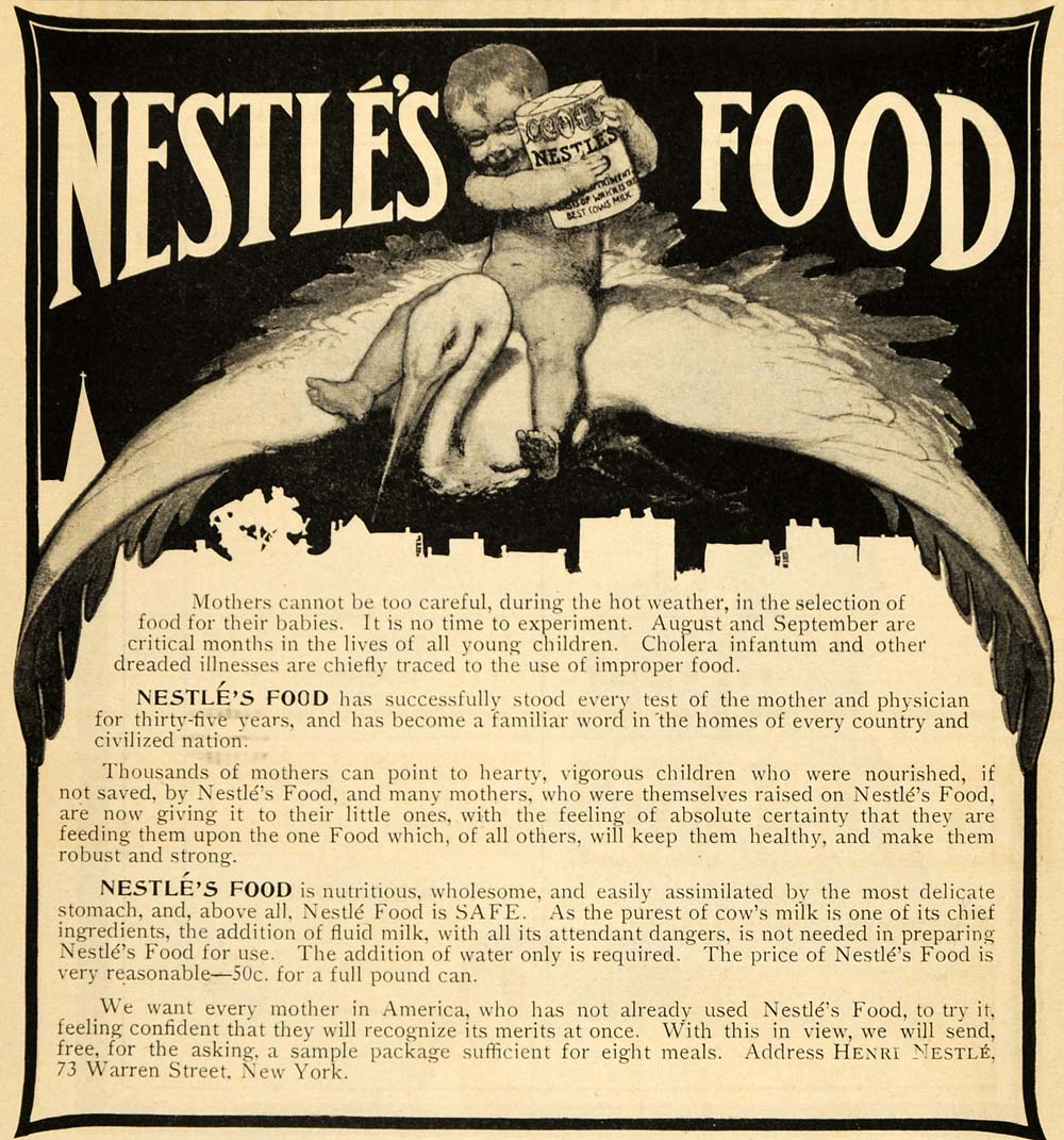 1900 Ad Henri Nestle Food Baby Stork Warren Street NY - ORIGINAL TOM3