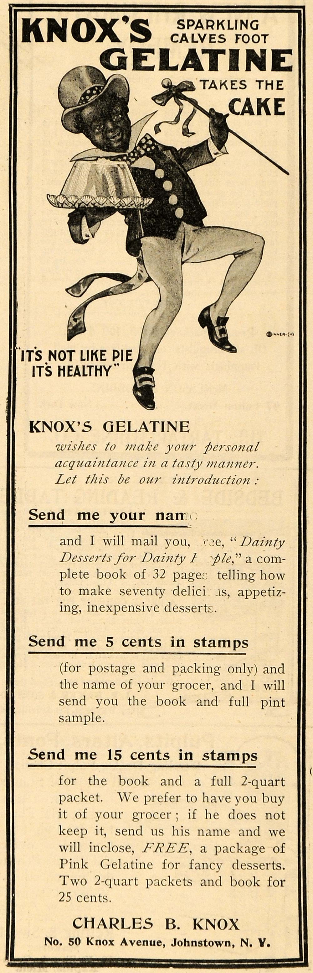 1900 Ad Charles B Knox Gelatine Food Dessert Jelly NY - ORIGINAL TOM3