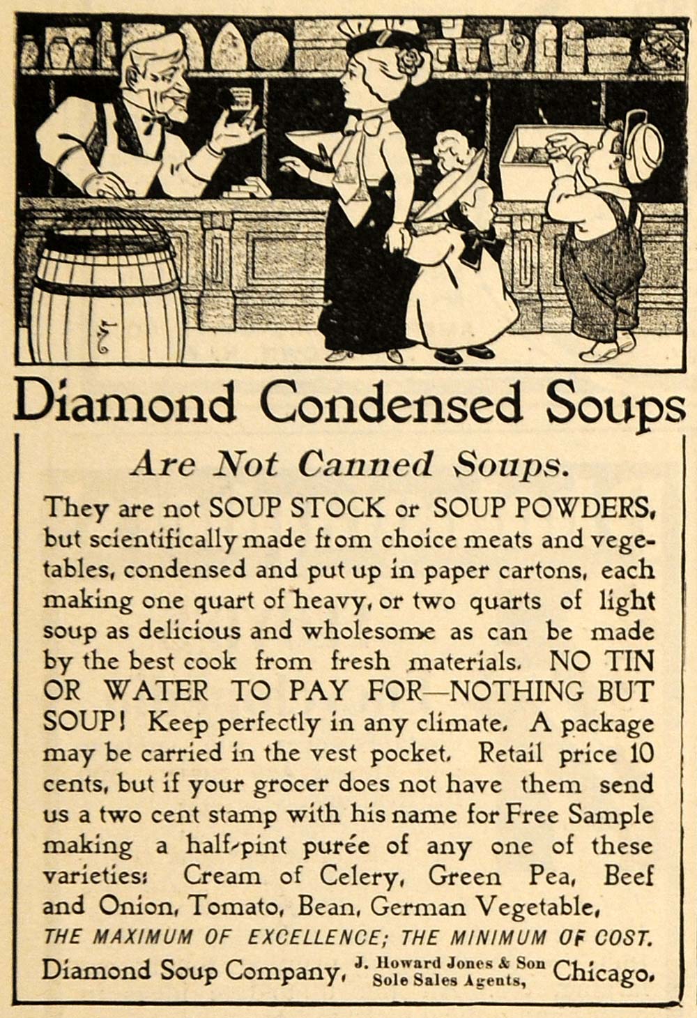 1900 Ad Diamond Soup Co. Condensed Chicago Store Child - ORIGINAL TOM3