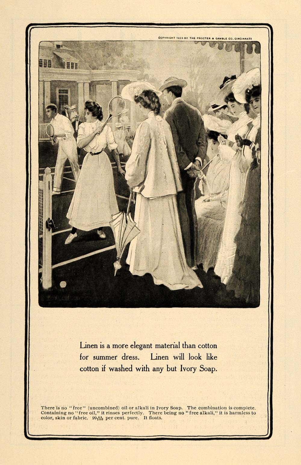 1904 Ad Procter & Gamble Co. Ivory Soap Vintage Tennis - ORIGINAL TOM3