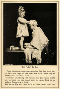 1900 Ad Packer Mfg. Co. Tar Soap Children Shampooing - ORIGINAL ADVERTISING TOM3