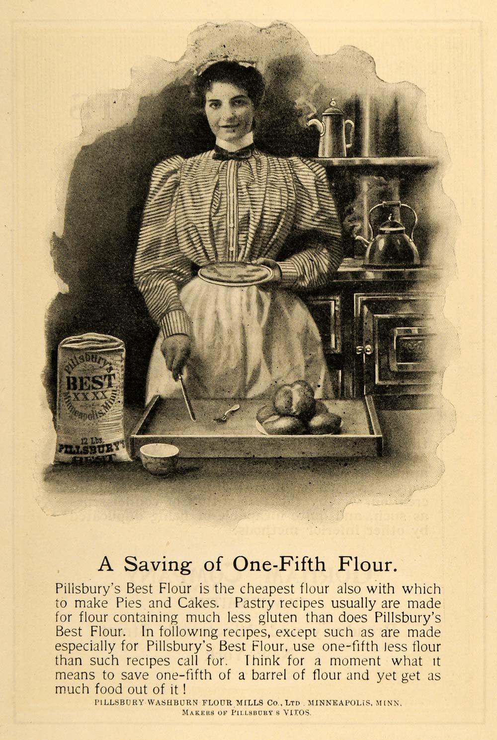 1900 Ad Pillsbury Washburn Flour Mills Bakery Housewife - ORIGINAL TOM3