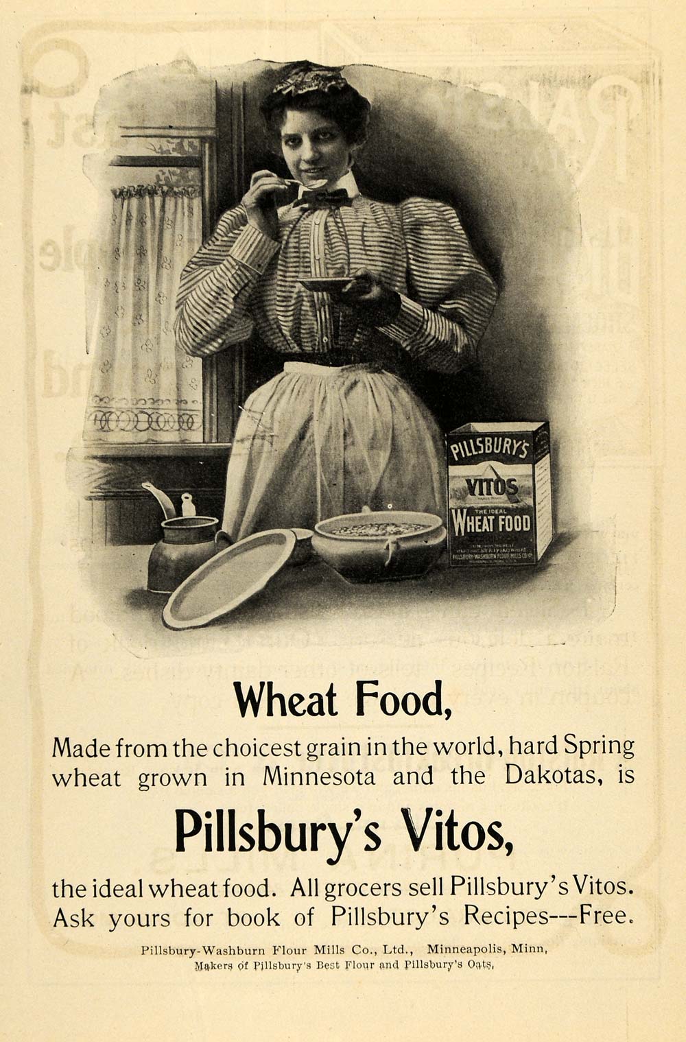 1900 Ad Pillsbury Washburn Flour Mills Wheat Housewife - ORIGINAL TOM3