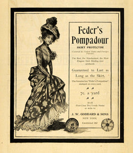 1900 Ad J W Goddard & Sons Feders Pompadour Skirt Dress - ORIGINAL TOM3