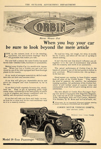 1911 Ad Corbin Motor Vehicle Car New Britain Automobile - ORIGINAL TOM3