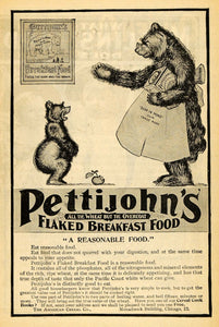 1900 Ad Pettijohn's Flaked Breakfast Bear Wheat Cereal - ORIGINAL TOM3