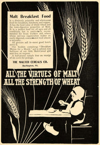 1902 Ad Malted Cereal Burlington Wheat Breakfast Food - ORIGINAL TOM3