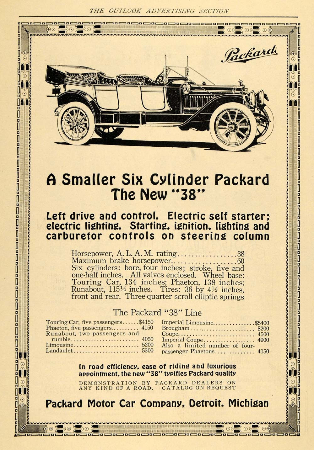 1912 Ad Packard 38 Motor Car Detroit Automobile Line - ORIGINAL ADVERTISING TOM3 - Period Paper
