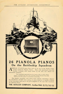 1908 Ad 26 Pianola Piano Aeolian Battleship Instrument - ORIGINAL TOM3