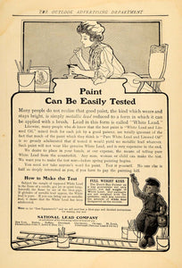 1908 Ad National White Lead Paint Testing Linseed Oil - ORIGINAL TOM3