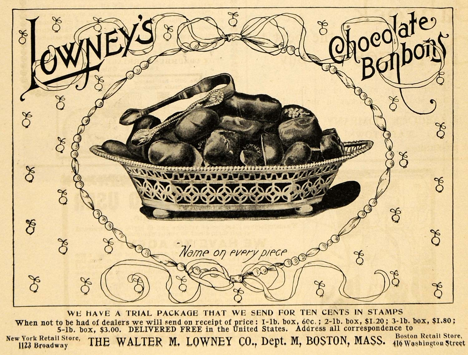 1900 Ad Walter Lowneys Chocolates Bonbons Candy Child - ORIGINAL TOM3