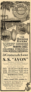 1911 Ad Sanderson & Son Cruise S S Avon Ship Vacation - ORIGINAL TOM3