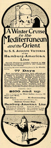 1902 Ad Hamburg-American Line Cruise Orient Camels Sail - ORIGINAL TOM3