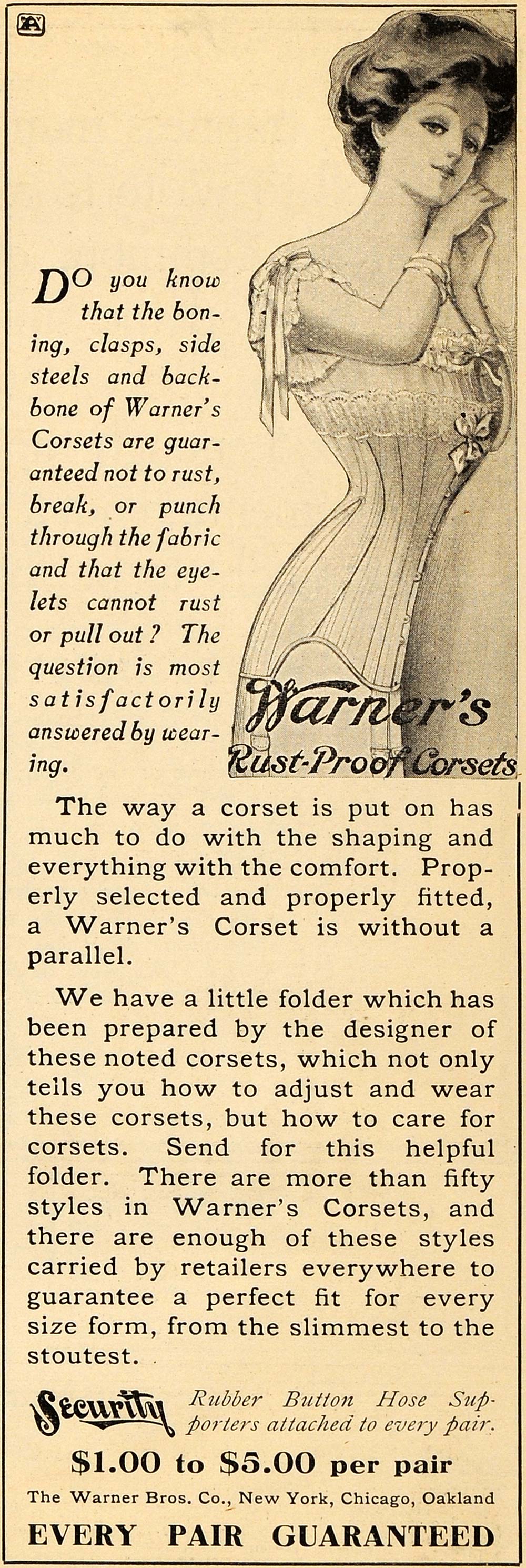 1908 Ad Warner Bros Rust Proof Corsets Accessories - ORIGINAL ADVERTISING TOM3