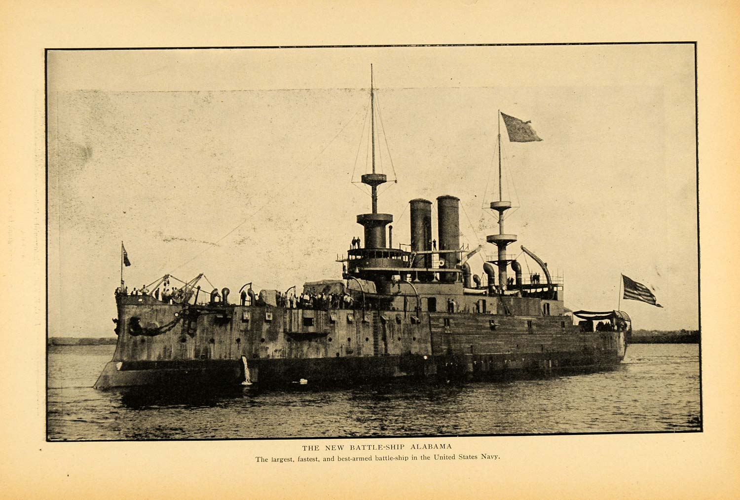 1900 Print Battle Ship Alabama United Stated Navy - ORIGINAL HISTORIC IMAGE TOM3